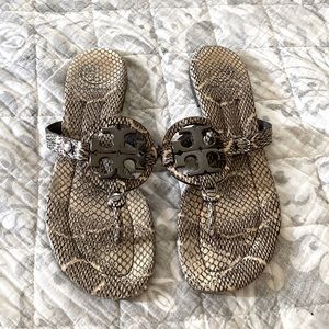 Tory Burch Snakeskin Miller Sandals, sz 8